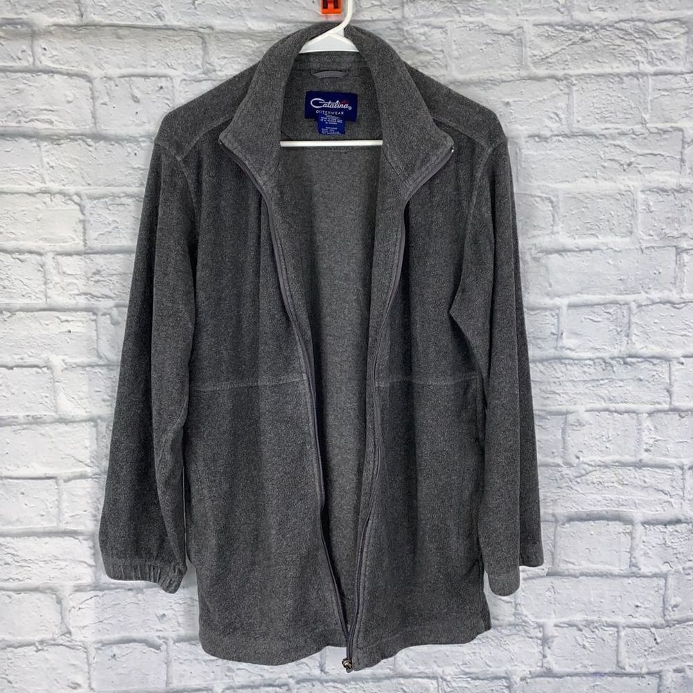 Catalina outerwear zip up fleece jacket grey size S women